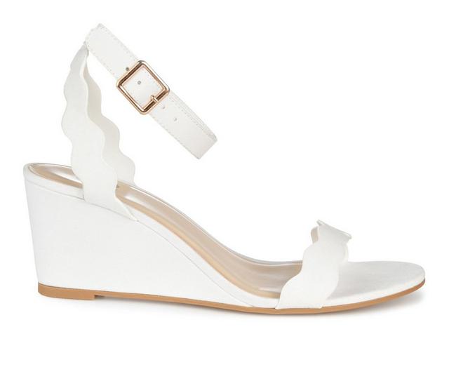Women's Journee Collection Loucia Wedge Sandals in White color