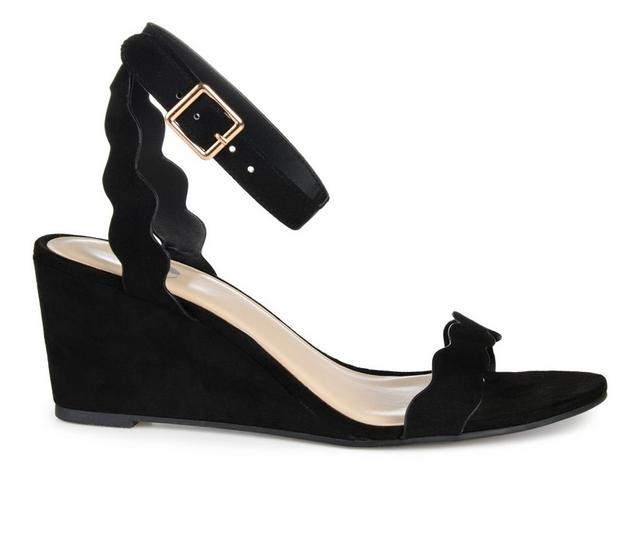 Women's Journee Collection Loucia Wedge Sandals in Black color