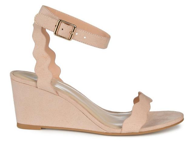 Women's Journee Collection Loucia Wedge Sandals in Beige color