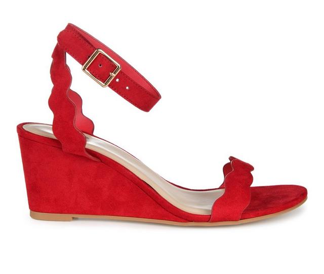 Women's Journee Collection Loucia Wedge Sandals in Red color