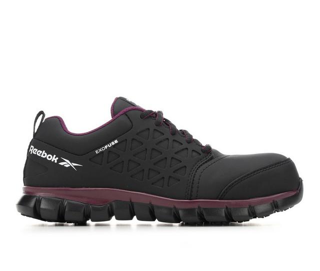 Women's REEBOK WORK RB492 Sublite Exofuse Work Shoes in Black/Plum color