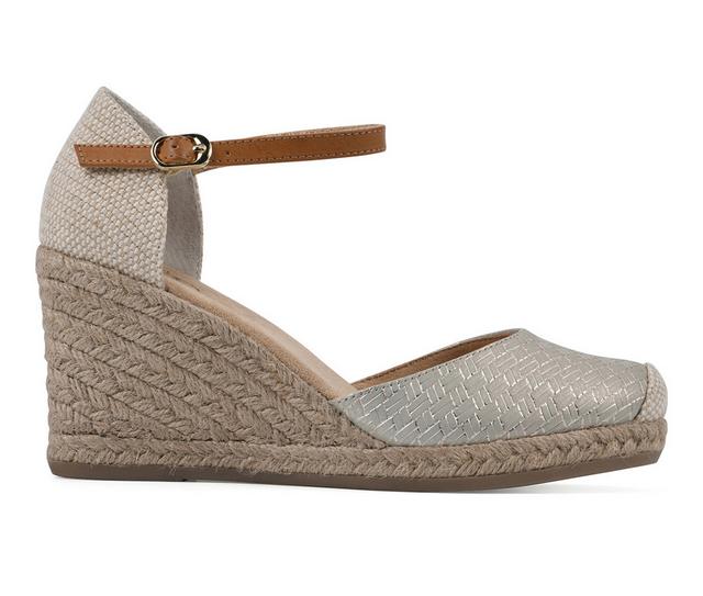 Women's White Mountain Mamba Espadrille Wedges in Gold/Metallic color