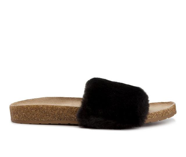 Women's Sugar Bravoes Fuzzy Footbed Sandals in Black color