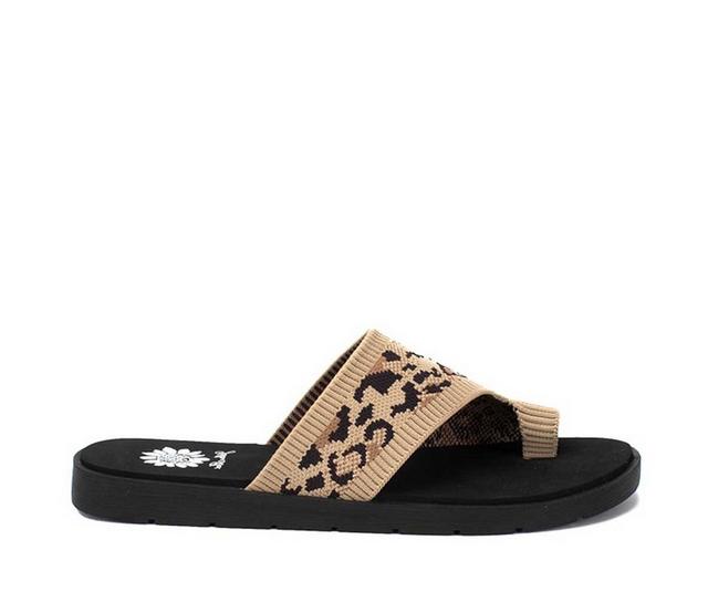 Women's Yellow Box Feeza Sandals in Leopard color