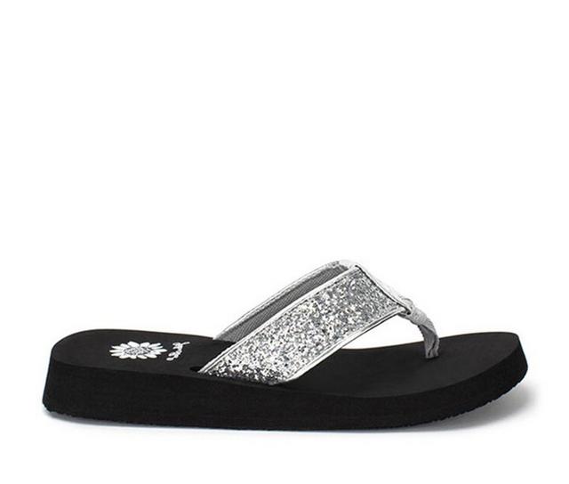 Women's Yellow Box Feliks Flip-Flops in Silver color