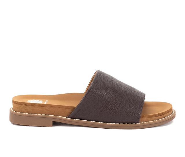 Women's Yellow Box Kalo Slip-On Sandals in Dk Brown color