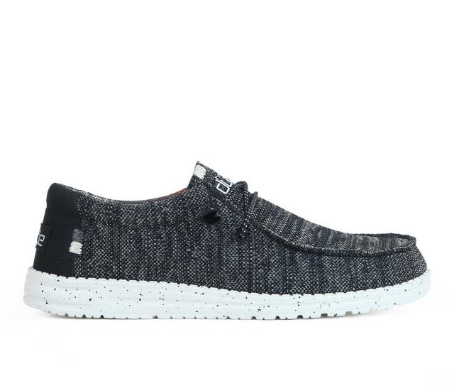 Men's HEYDUDE Wally Sox Casual Shoes in Black/White color