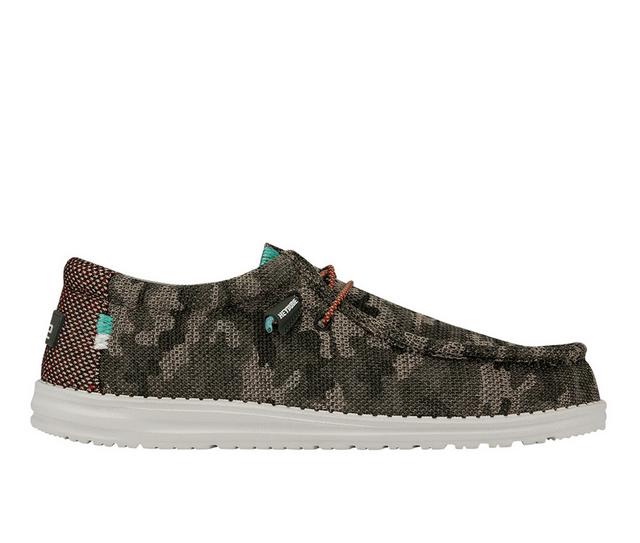 Men's HEYDUDE Wally Sox Casual Shoes in Camo Olvn color