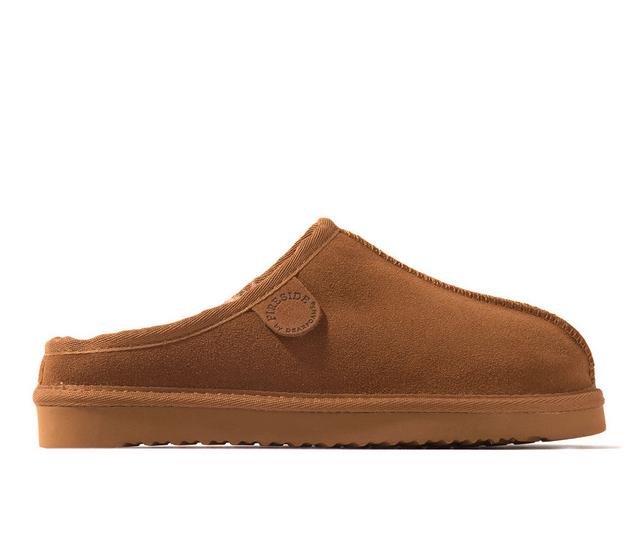 Fireside by Dearfoams Greta Genuine Shearling Clog Slippers in Chestnut color