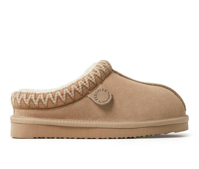 Fireside by Dearfoams Greta Genuine Shearling Clog Slippers in Sand color