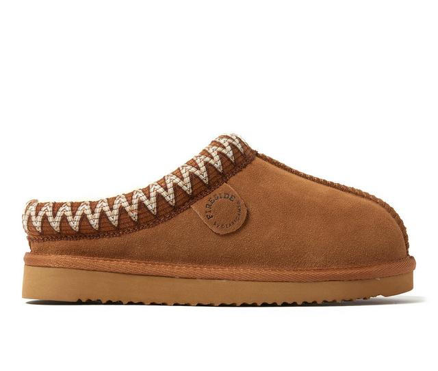 Fireside by Dearfoams Greta Genuine Shearling Clog Slippers in Chestnut Suede color