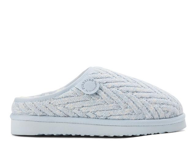 Fireside by Dearfoams Greta Genuine Shearling Clog Slippers in Light Blue color