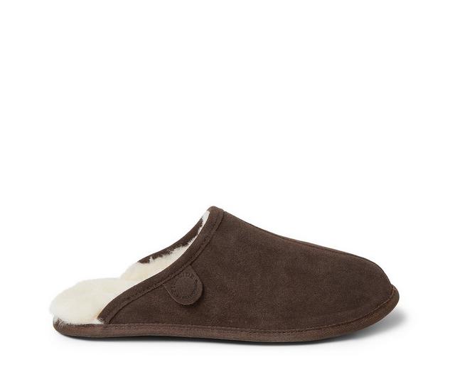 Fireside by Dearfoams Women's Warwick Genuine Shearling Scuff Slippers in Coffee color