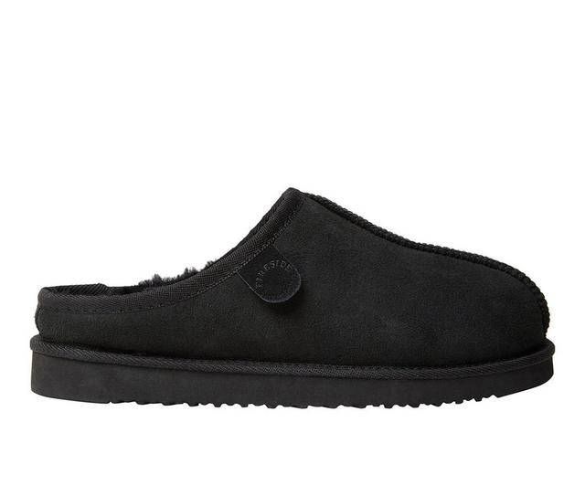 Fireside by Dearfoams Men's Grafton Genuine Shearling Clog Slippers in Black color