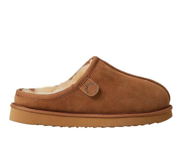 Fireside by Dearfoams Men's Grafton Genuine Shearling Clog Slippers in Chestnut color