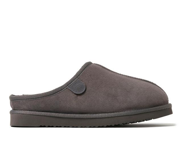 Fireside by Dearfoams Men's Grafton Genuine Shearling Clog Slippers in Grey solid color