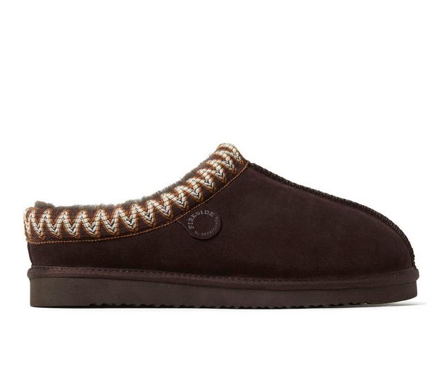 Fireside by Dearfoams Men's Grafton Genuine Shearling Clog Slippers in Coffee Suede color