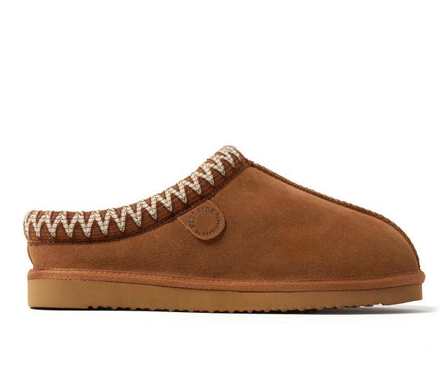 Fireside by Dearfoams Men's Grafton Genuine Shearling Clog Slippers in Chestnut Suede color