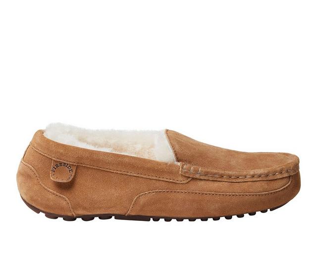 Fireside by Dearfoams Men's Melbourne Genuine Shearling Moccasin Slippers in Chestnut color