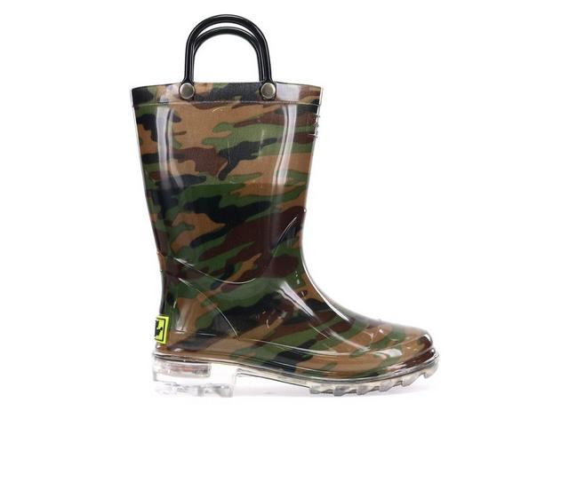 Boys' Western Chief Little Kid Camo Rain Boots in Green color