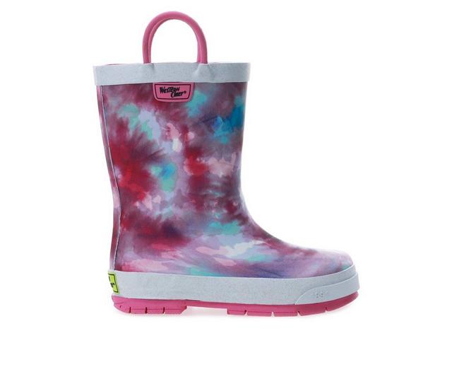 Girls' Western Chief Little Kid Tiedye Rain Boots in Fuchsia color