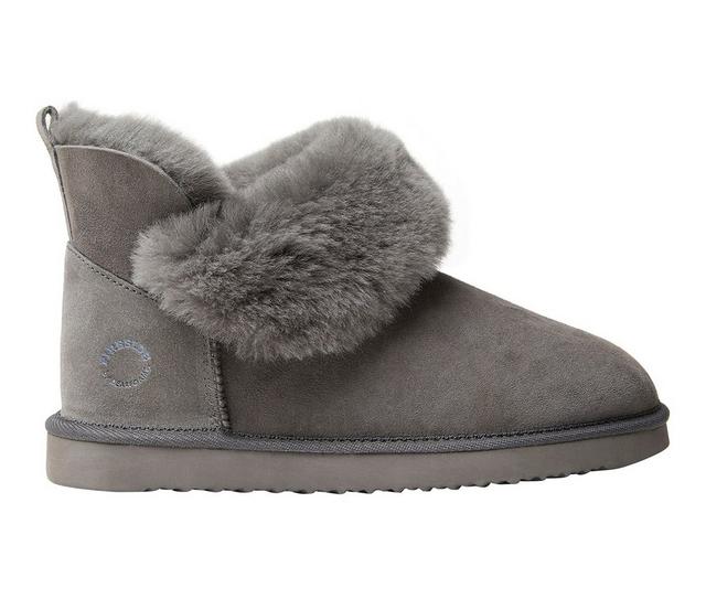 Fireside by Dearfoams Women's Perth Foldover Bootie Slippers in Grey color