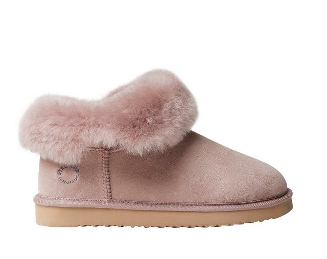 Fireside by Dearfoams Women's Perth Foldover Bootie Slippers in Dusty Pink color