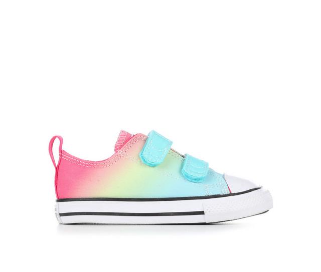 Girls' Converse Infant & Toddler Chuck Taylor All Star 2V Ox Sneakers in Cyan/Chaos Fuch color
