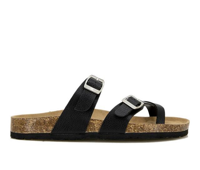 Women's Unionbay Melody Footbed Sandals in Black PU color