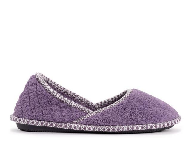 MUK LUKS Women's Beverly Micro Chenille Slip-on Slippers in Lilac/Ivy color
