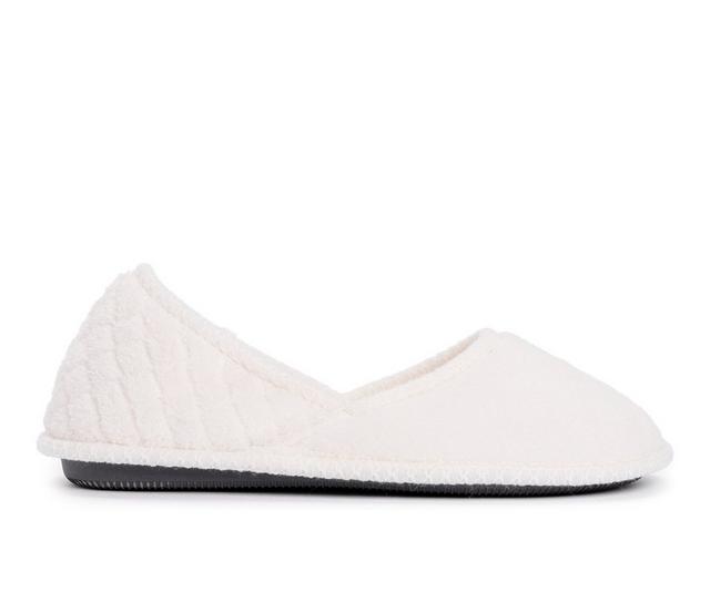 MUK LUKS Women's Beverly Micro Chenille Slip-on Slippers in Daisy White color