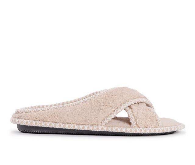MUK LUKS Ada Micro Chenille Criss Cross Slippers in Honey Wheat color