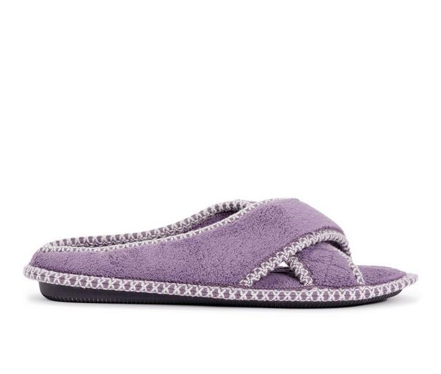 MUK LUKS Ada Micro Chenille Criss Cross Slippers in Lilac/Ivory color