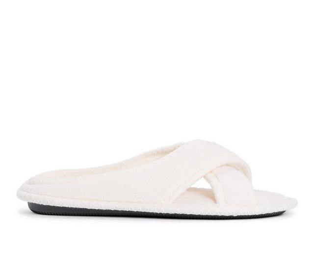 MUK LUKS Ada Micro Chenille Criss Cross Slippers in Daisy White color