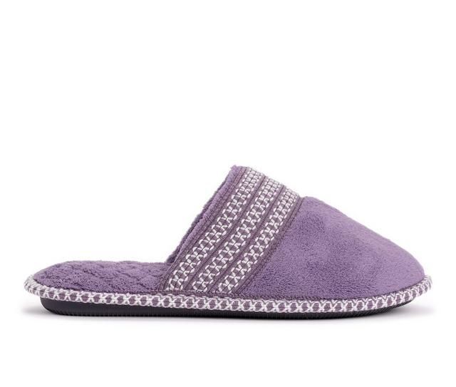 MUK LUKS Cathy Micro Chenille Closed Toe Slipper in Lilac/Ivory color