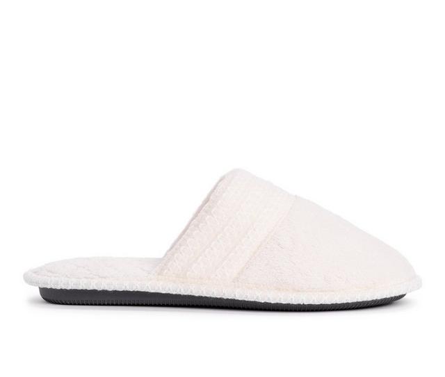 MUK LUKS Cathy Micro Chenille Closed Toe Slipper in Daisy White color