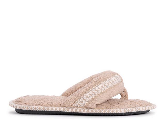 MUK LUKS Darlene Micro Chenille Thong Slippers in Honey Wheat color