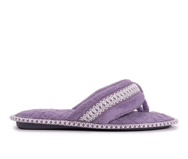 MUK LUKS Darlene Micro Chenille Thong Slippers in Freesia Blue color