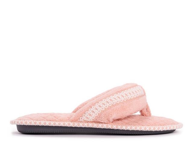 MUK LUKS Darlene Micro Chenille Thong Slippers in Rose Gold color