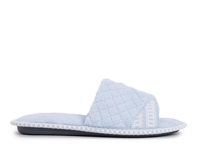 MUK LUKS Sally Micro Chenille Open Toe Scuff Slippers in Freesia Blue color