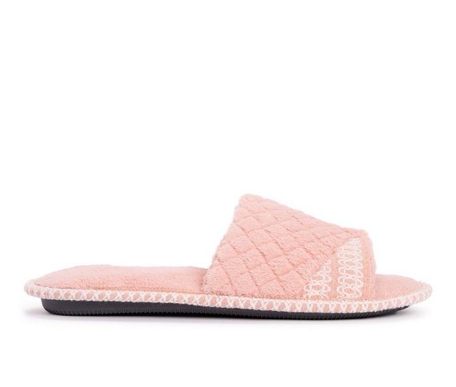 MUK LUKS Sally Micro Chenille Open Toe Scuff Slippers in Rose Gold color