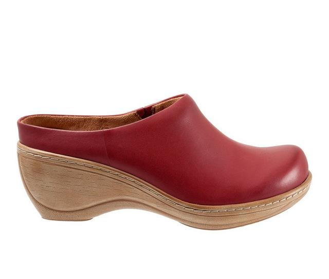 Women's Softwalk Madison Clogs in Dark Red color