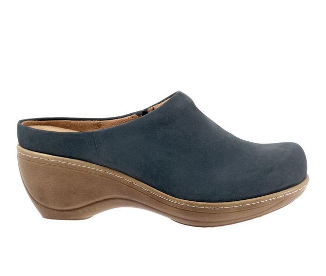 Women's Softwalk Madison Clogs in Navy Nubuck color