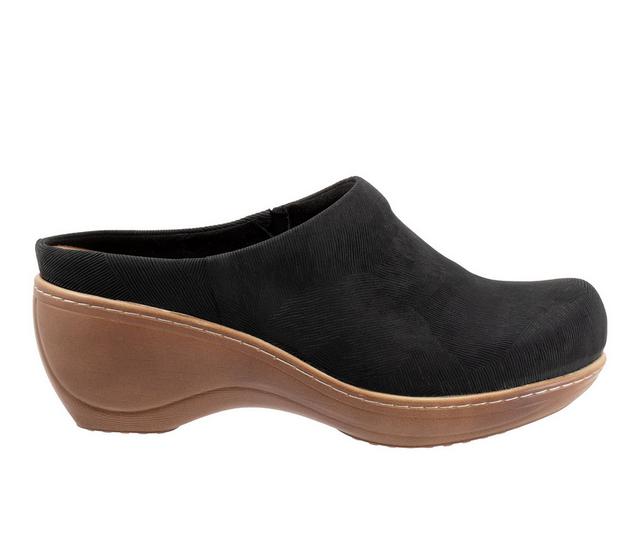 Women's Softwalk Madison Clogs in Black Embossed color