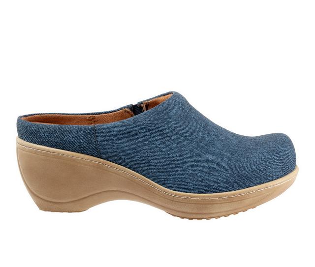 Women's Softwalk Madison Clogs in Blue Denim color