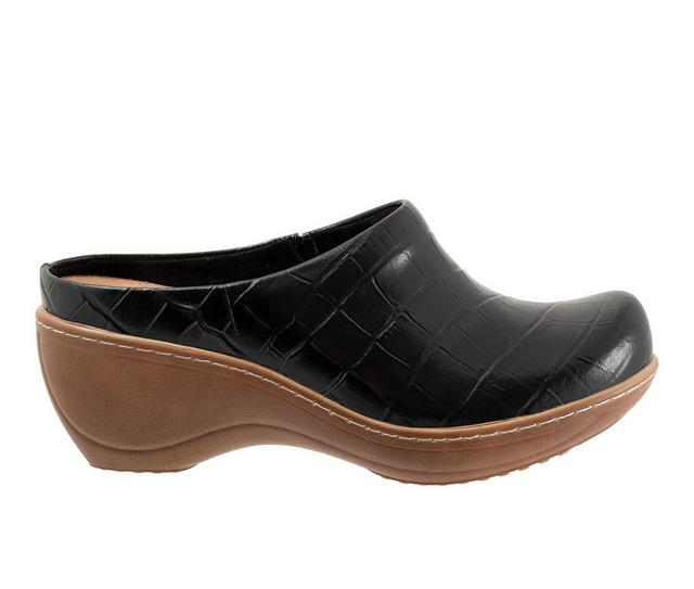 Women's Softwalk Madison Clogs in Black Croco color