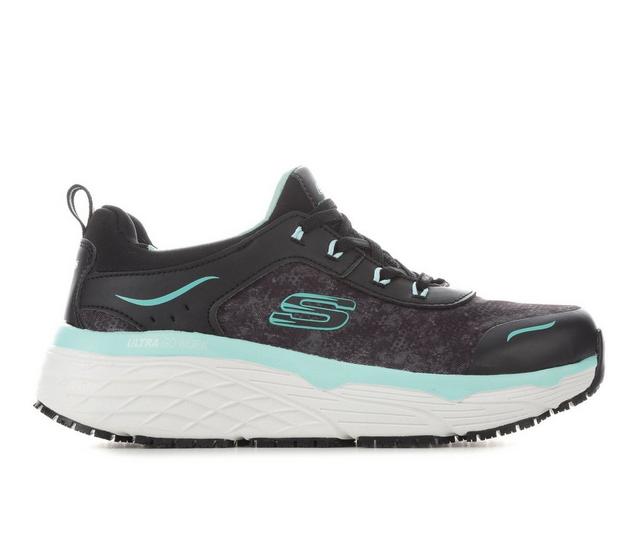 Women's Skechers Work 108036 Rasti Max Cushioning Elite Slip Resistant Shoes in Black/Teal color