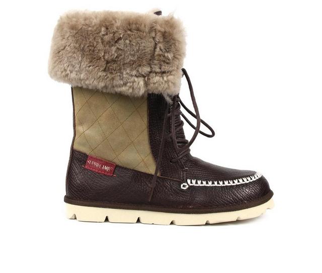 Women's Superlamb Altai Lace-Up Winter Boots in Black Cherry color