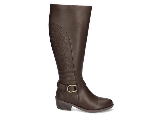 Women's Easy Street Luelle Plus Wide Calf Knee High Boots in Brown Wide color