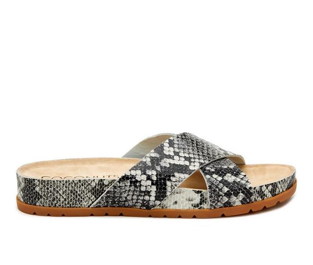 Women's Coconuts by Matisse Yin Yang Footbed Sandals in Blk/Wht Snake color